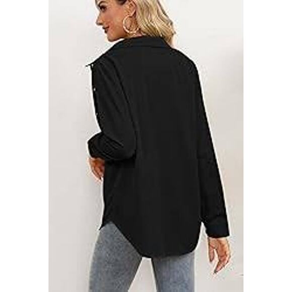 NWT OMSJ WOMEN'S BLACK LONG SLEEVE VERSATILE BUTTON FRONT BLOUSE SIZE 2XL - Picture 4 of 12